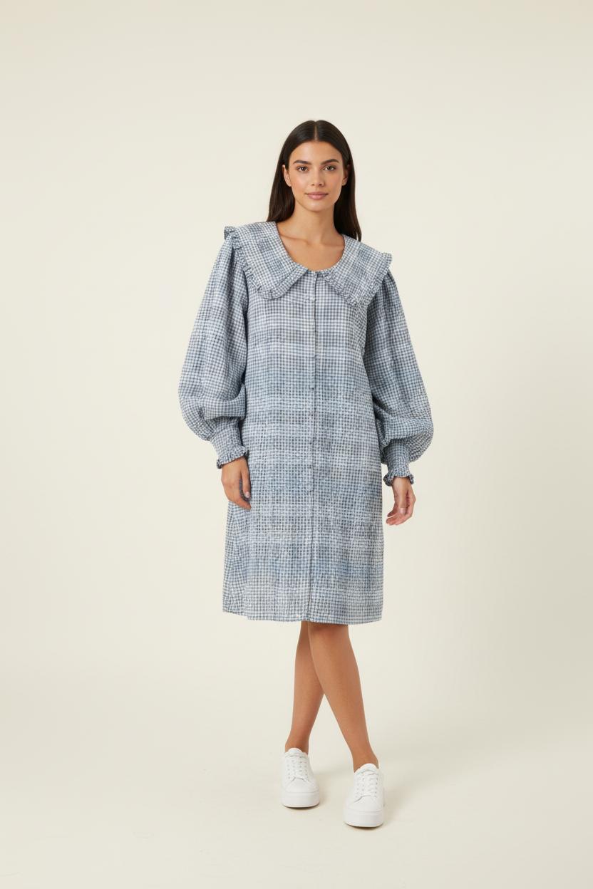 Robe Midi Bleue et Blanche - Taille M/38