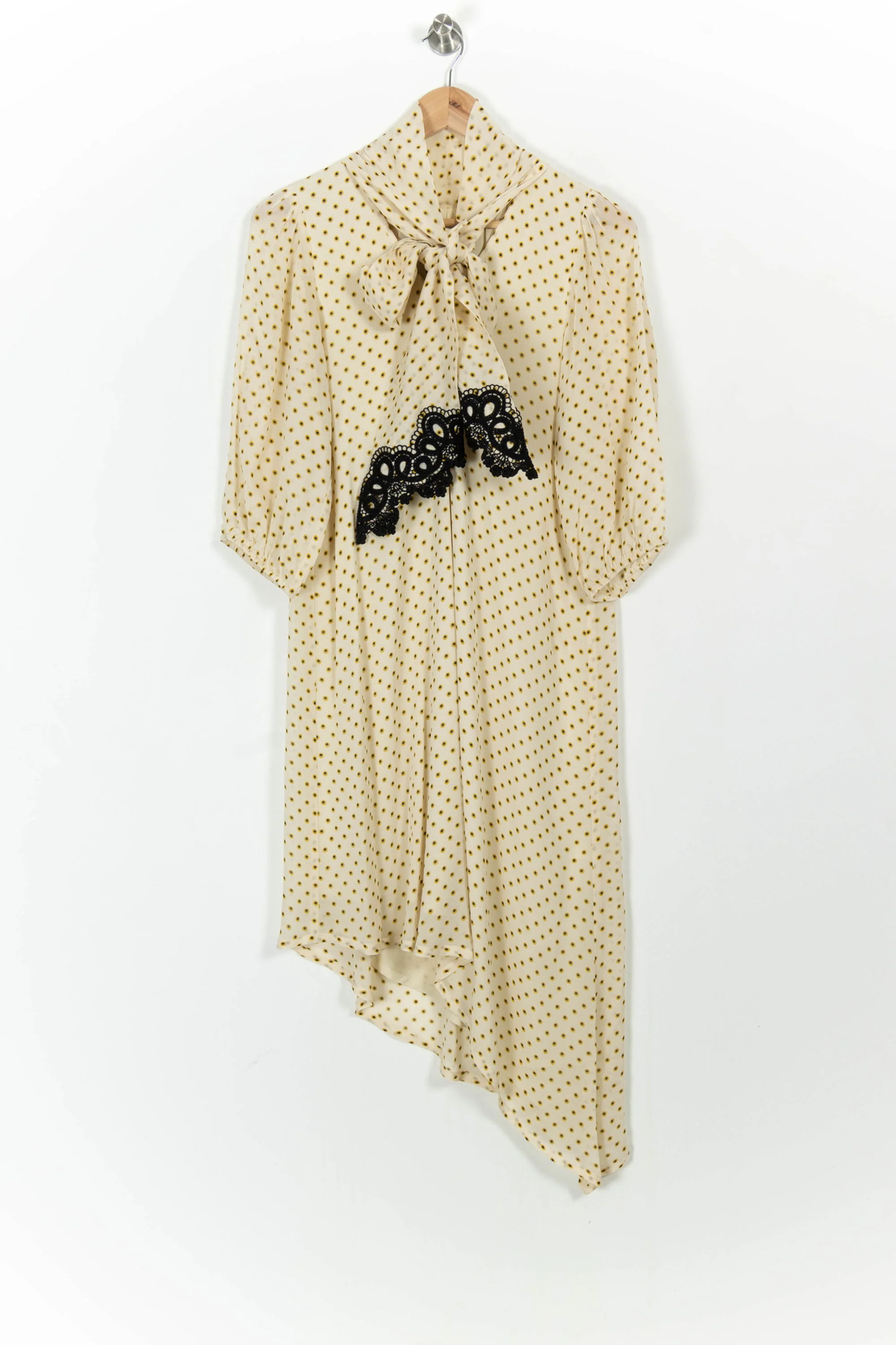 Robe Midi Crème à Pois Jaunes et Noir - Taille S/36 - Image 2