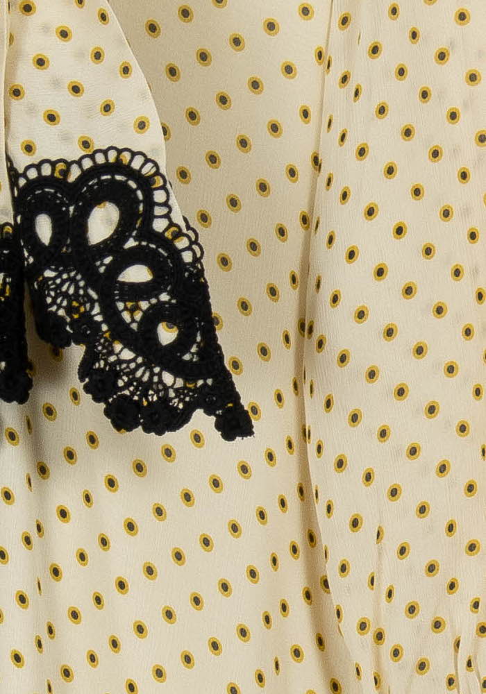 Robe Midi Crème à Pois Jaunes et Noir - Taille S/36 - Image 3