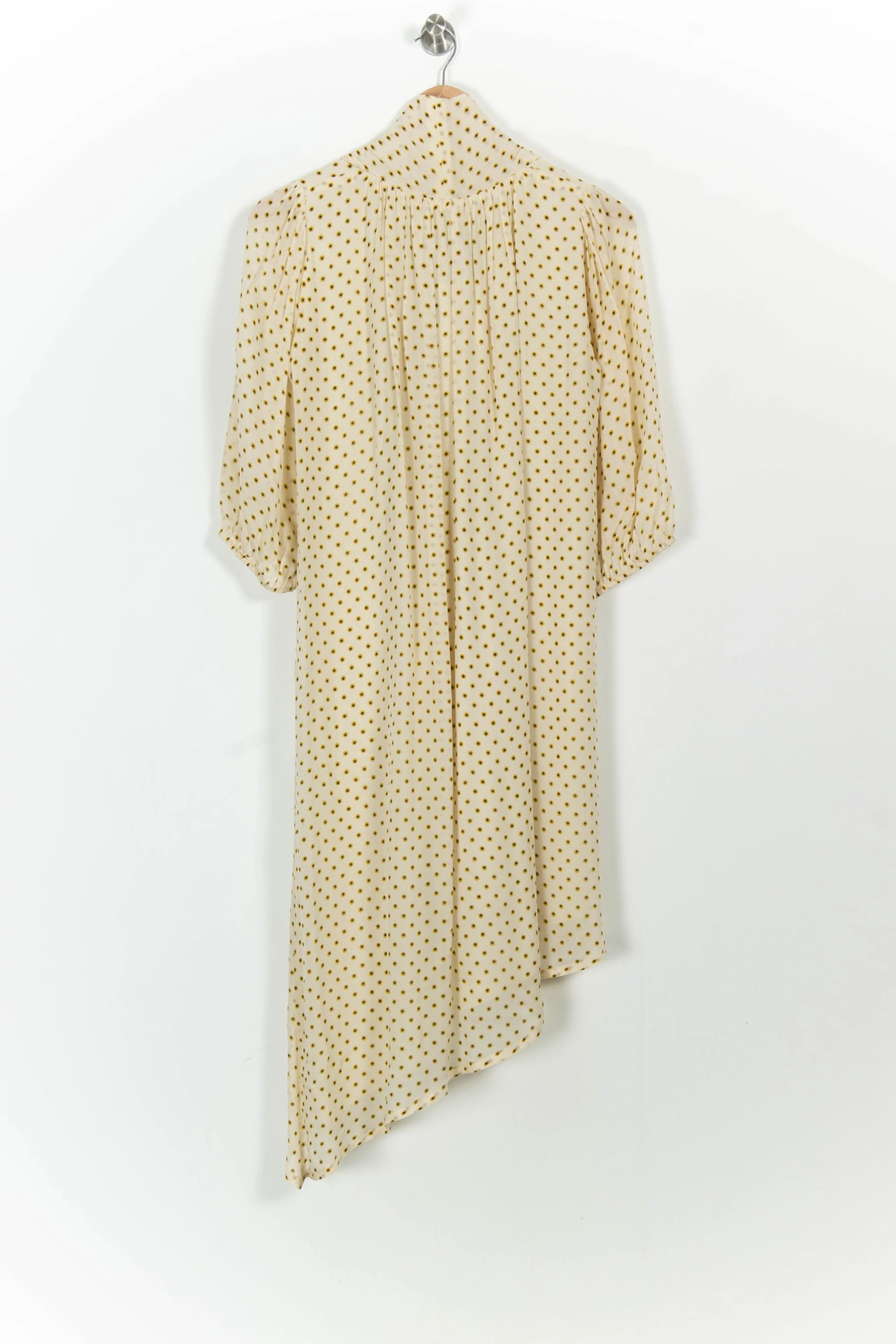 Robe Midi Crème à Pois Jaunes et Noir - Taille S/36 - Image 4