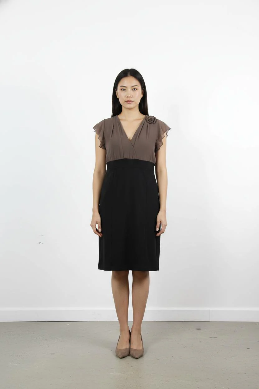 Robe Midi Marron et Noire - Taille XL/42