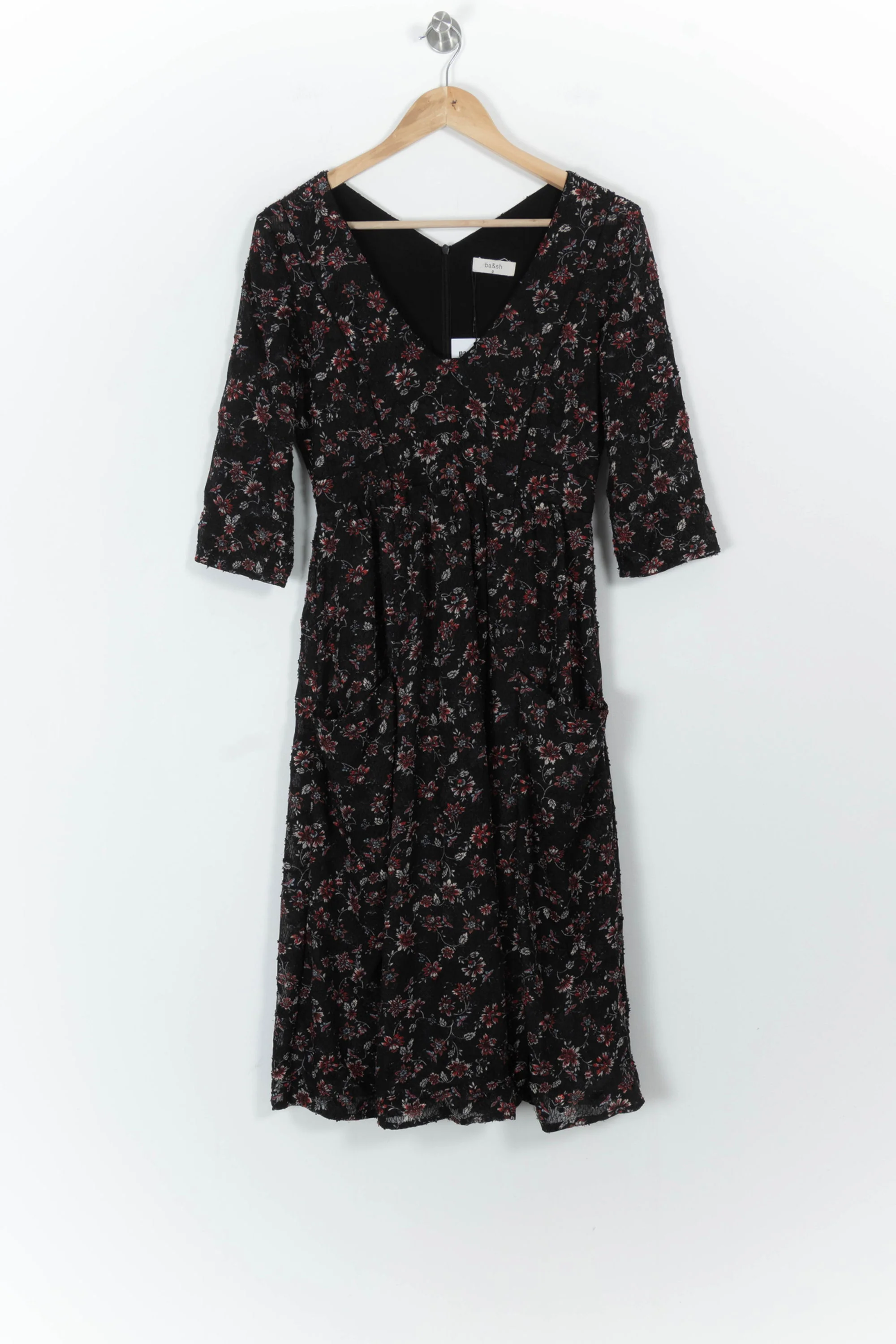 Robe Midi Noire et Fleurie - Taille XS/34 - Image 2