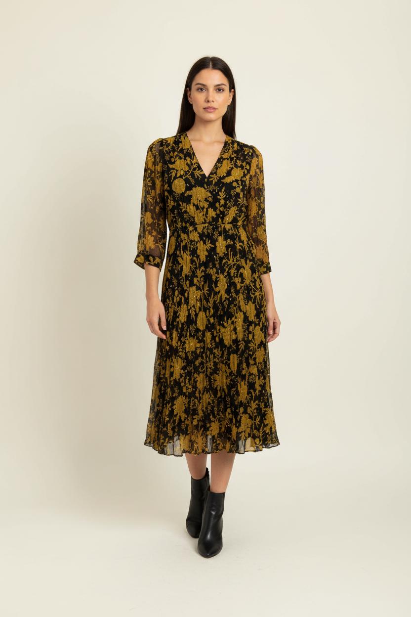 Robe Midi Noire et Or - Taille S/36