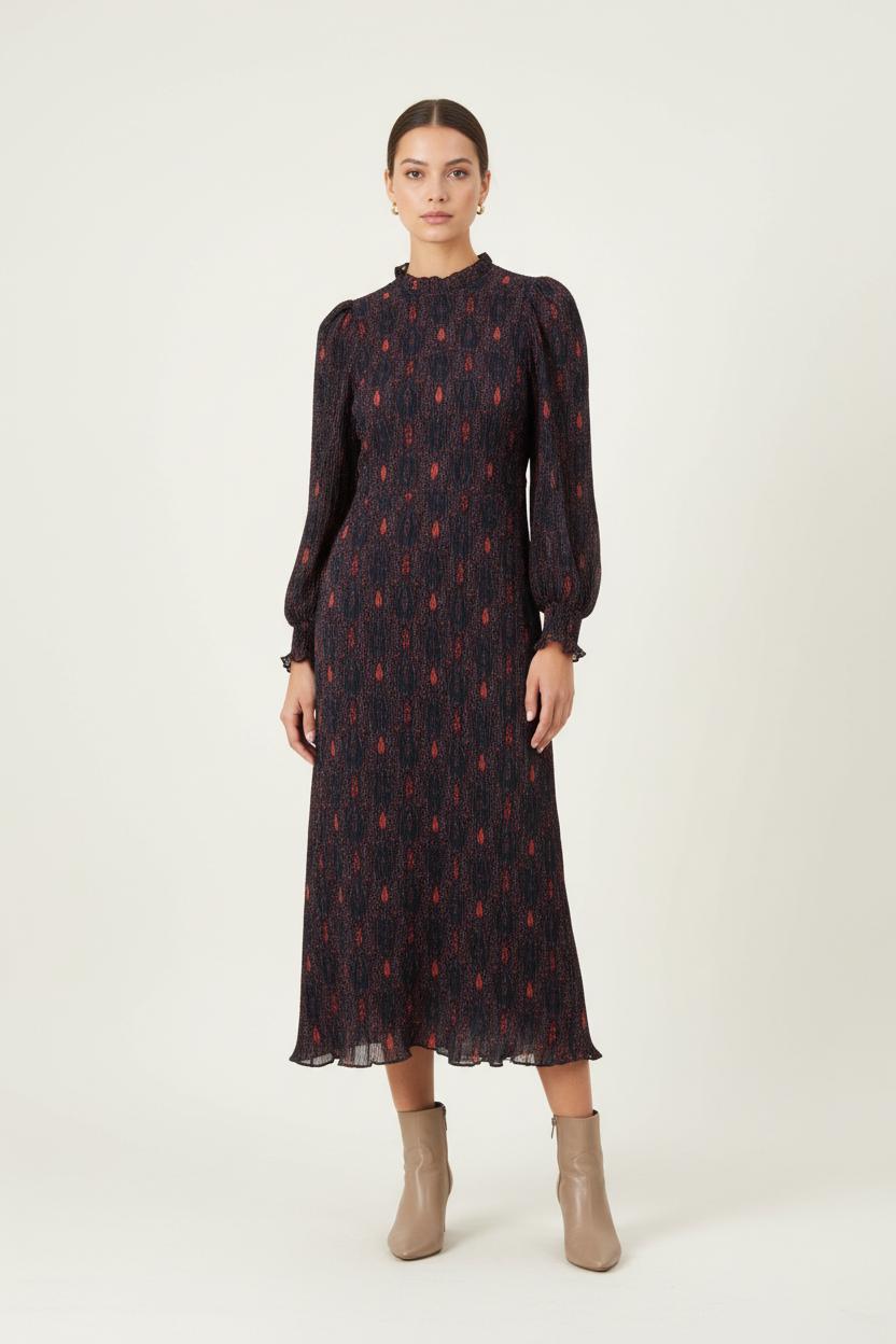 Robe Midi Noire et Rouge - Taille S/36