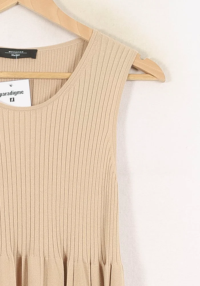 Robe Plissée Beige - Taille L/40 - Image 3