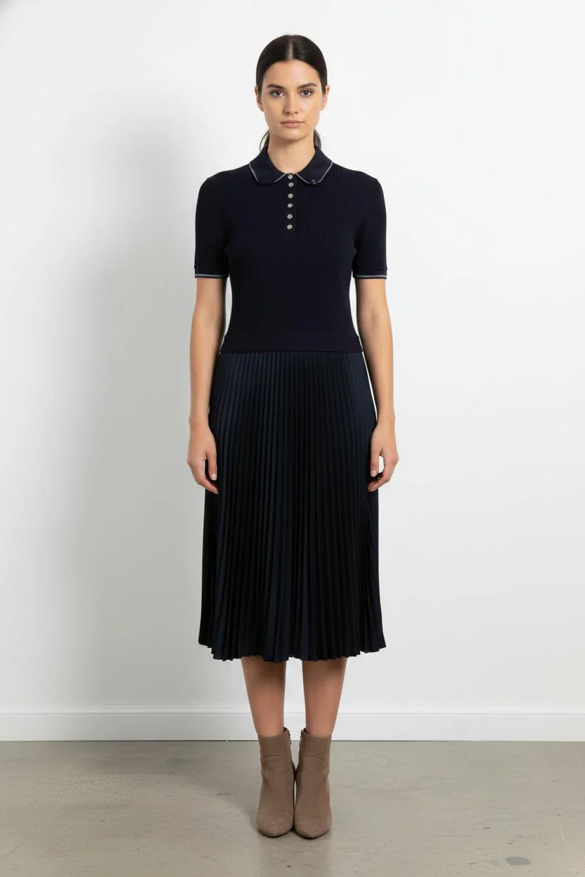 Robe Plissée Bleu - Taille L/40