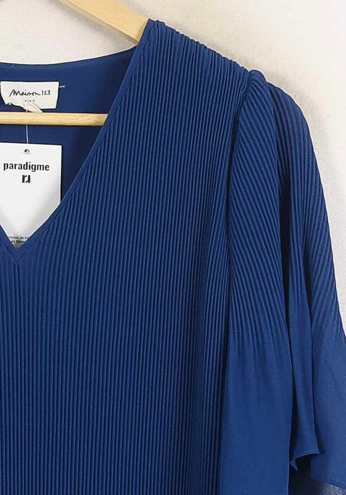 Robe Plissée Bleue - Taille S/36 - Image 3