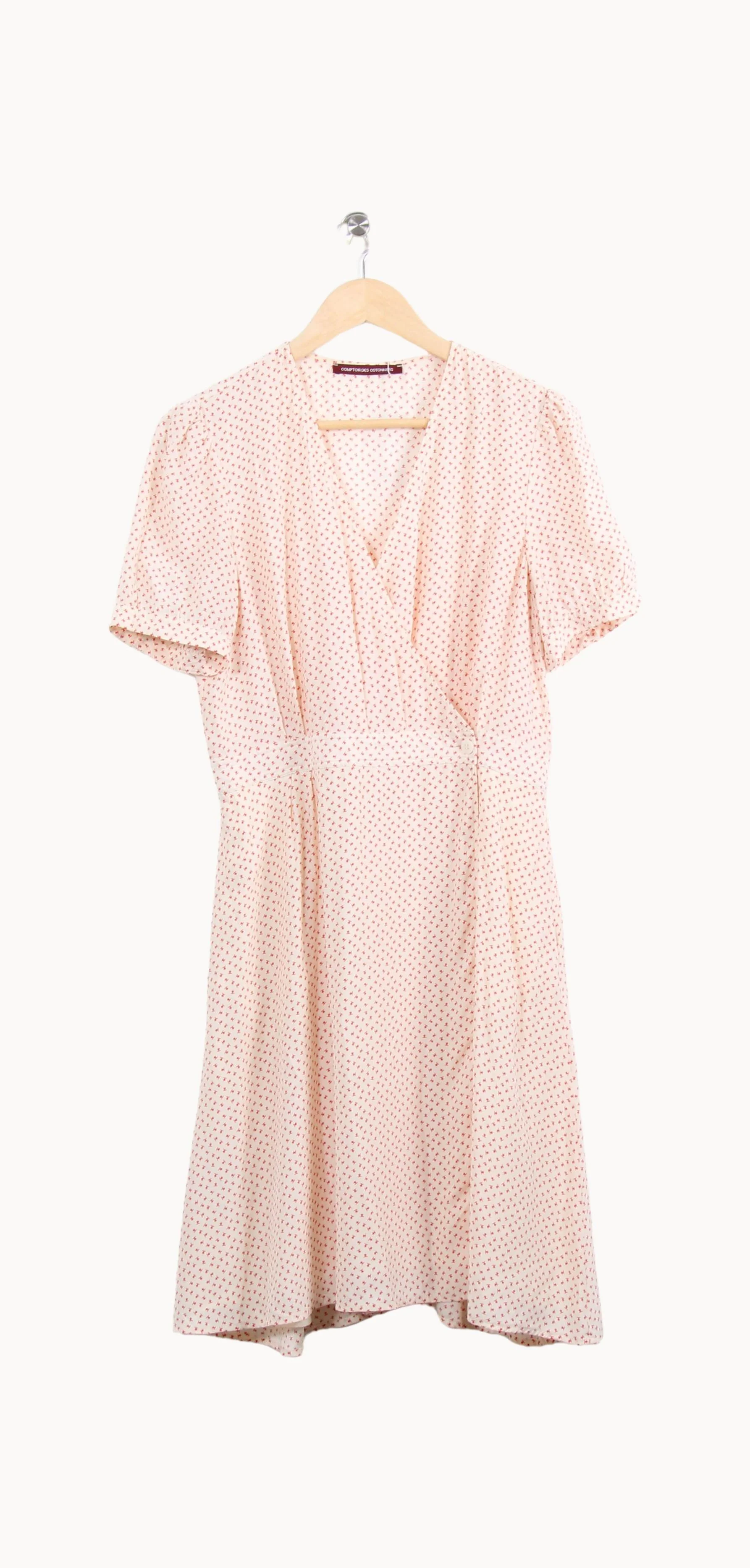 Robe portefeuille beige à motifs rouges - Taille L/40 - Image 2