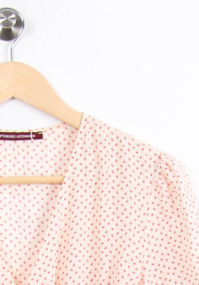 Robe portefeuille beige à motifs rouges - Taille L/40 - Image 3