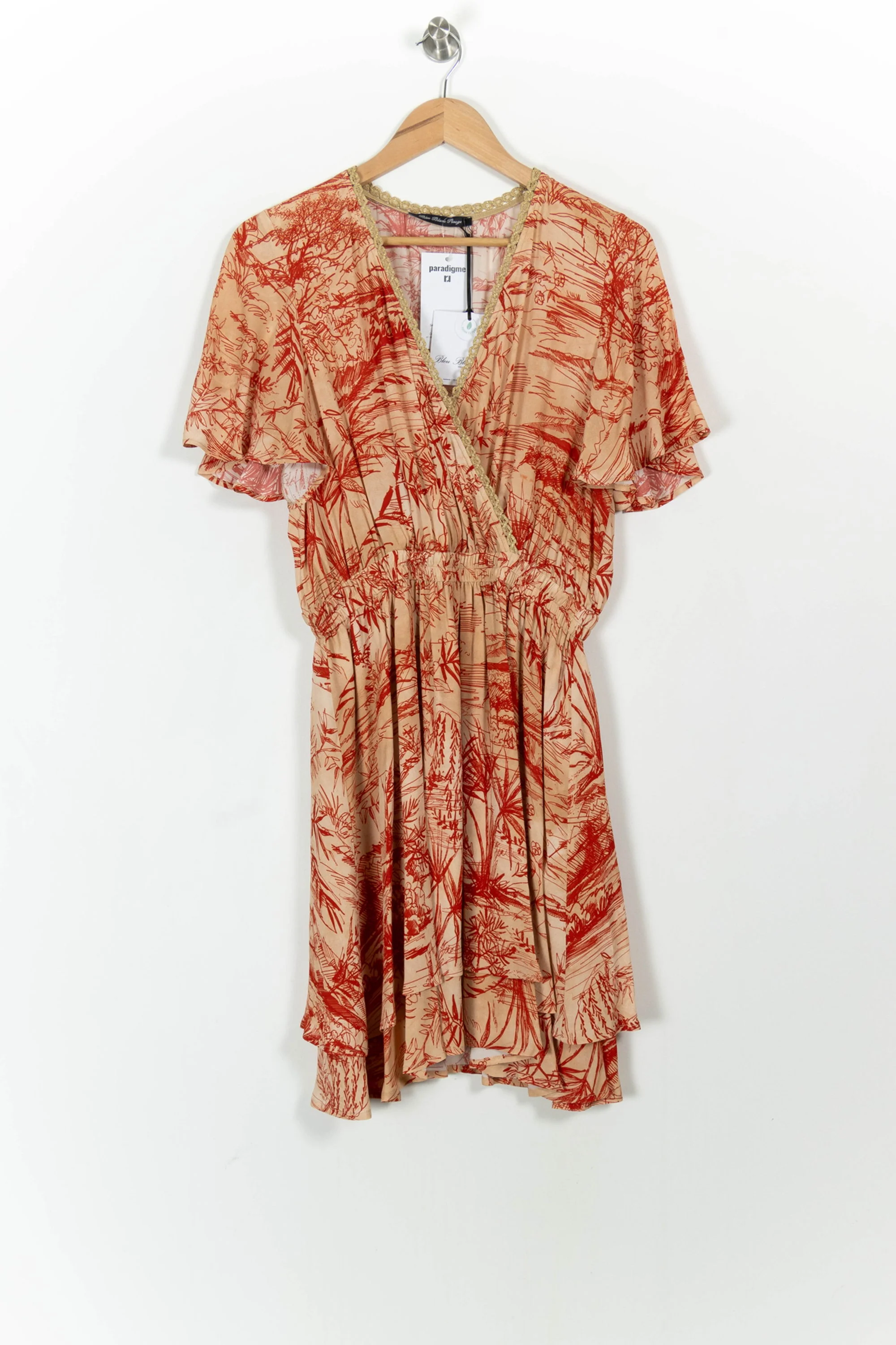 Robe Portefeuille Beige et Rouge - Taille L/40 - Image 2