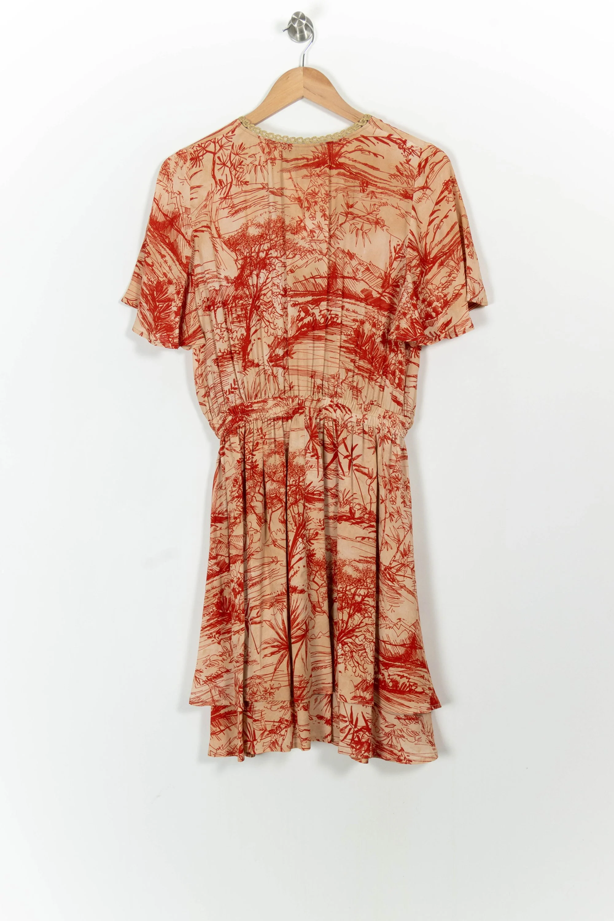 Robe Portefeuille Beige et Rouge - Taille L/40 - Image 4