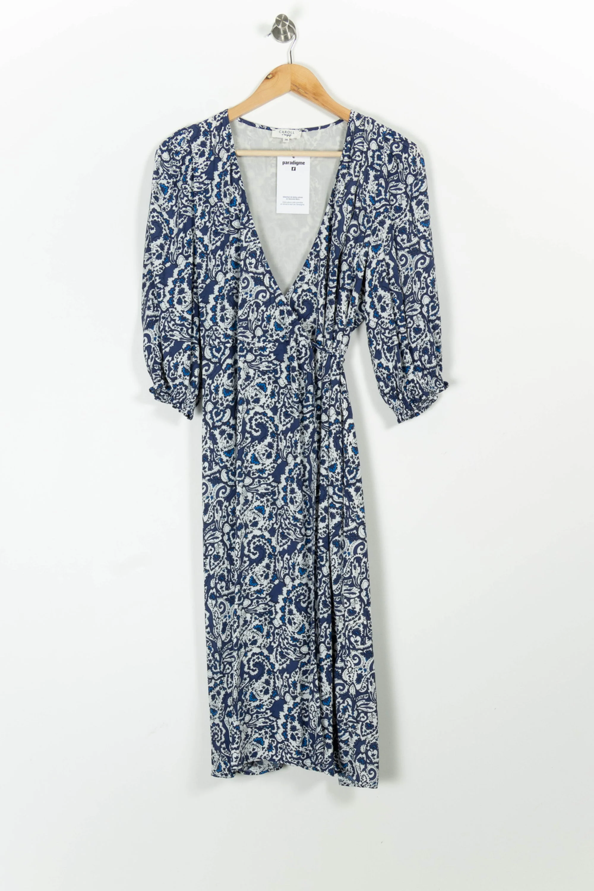 Robe Portefeuille Bleu et Blanc - Taille M/38 - Image 2