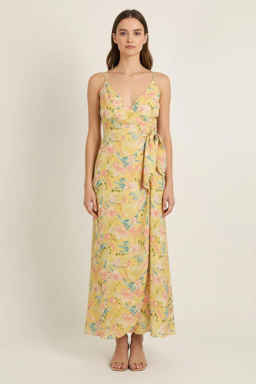 Robe Portefeuille Jaune et Rose - Taille XS/34