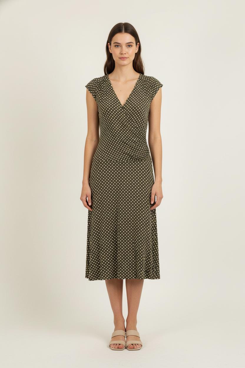 Robe Portefeuille Marron et Blanche - Taille S/36