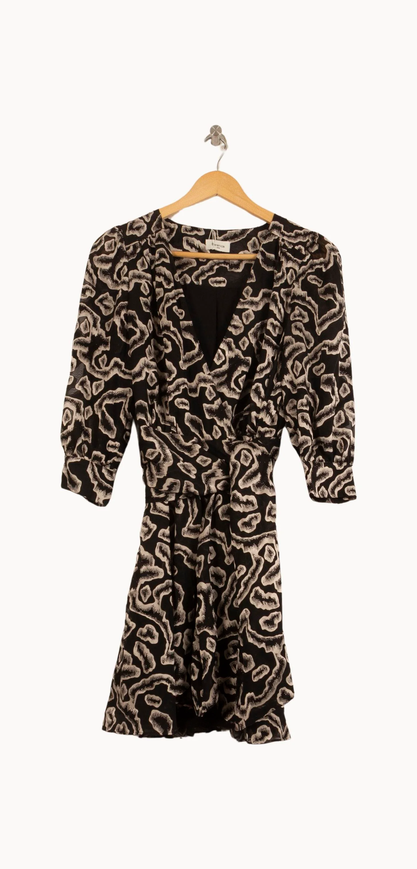 Robe Portefeuille Noire et Beige - Taille S/36 - Image 2