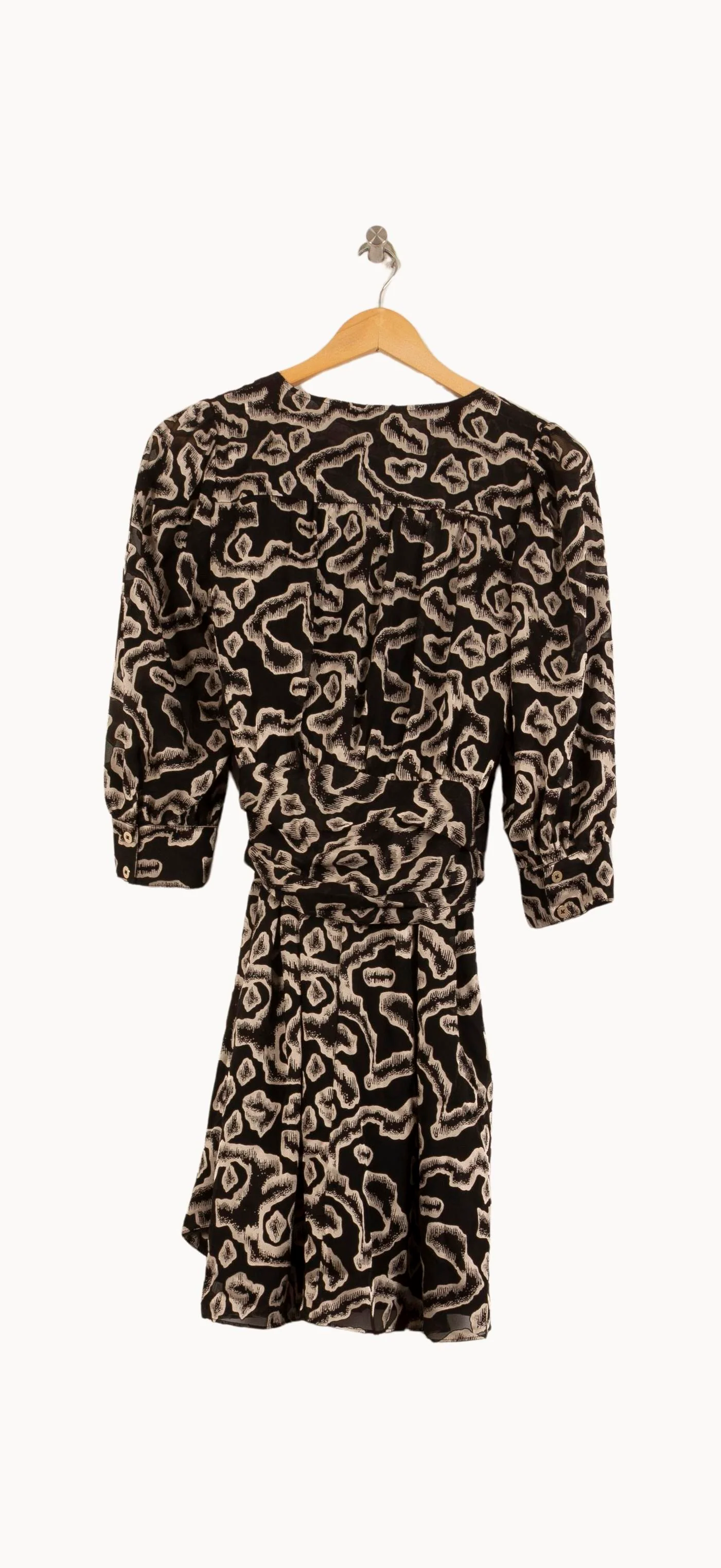 Robe Portefeuille Noire et Beige - Taille S/36 - Image 4