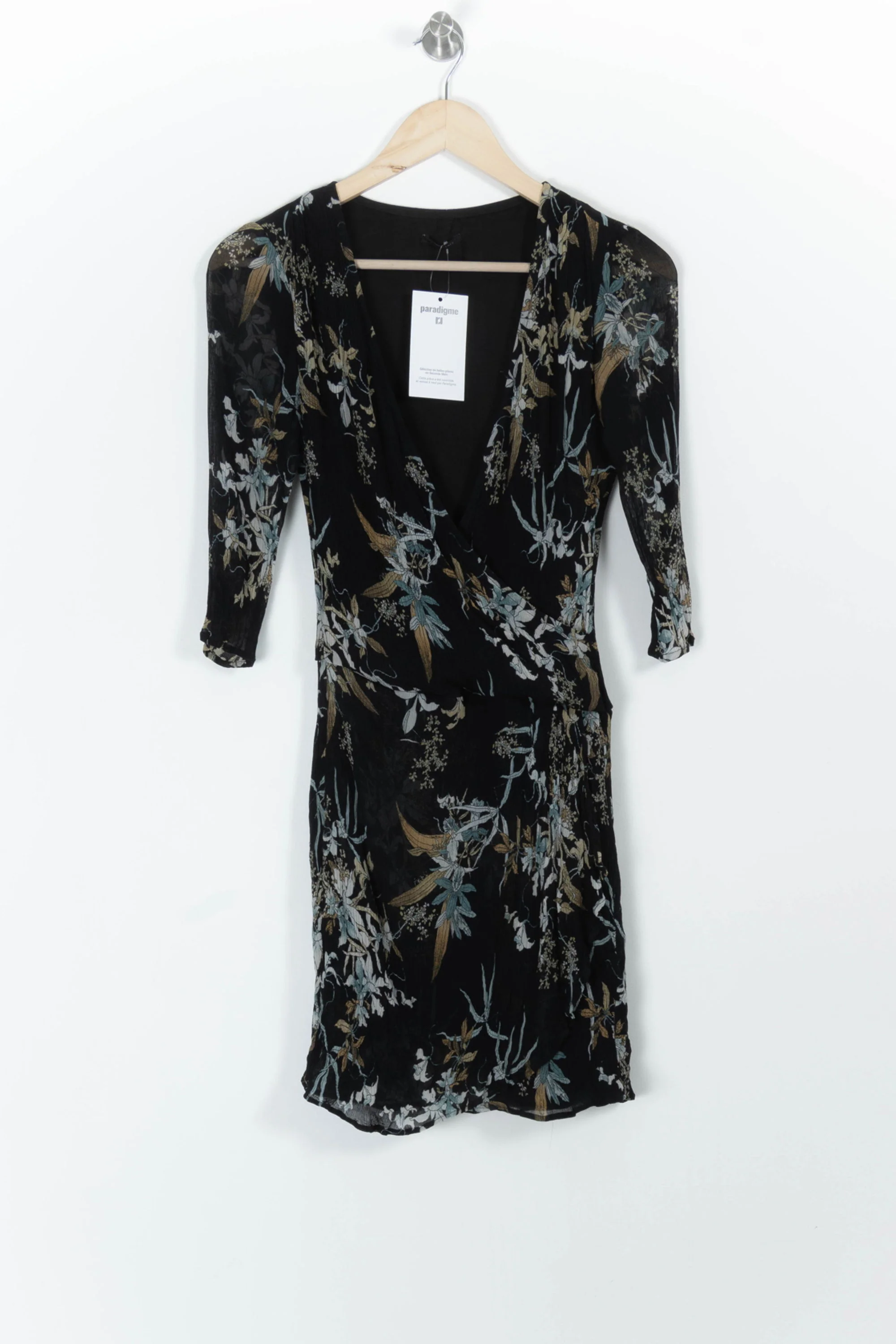 Robe Portefeuille Noire et Beige - Taille S/36 - Image 2