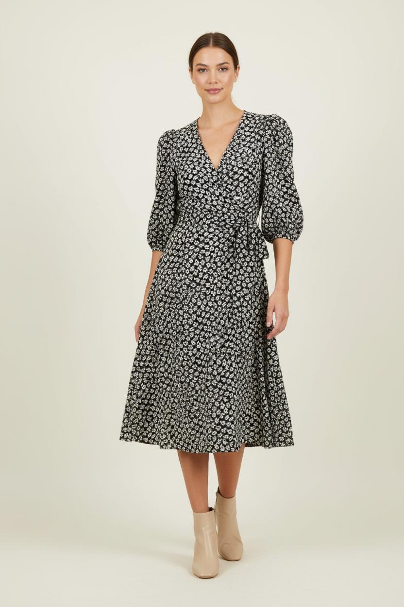 Robe Portefeuille Noire et Blanche - Taille S/36