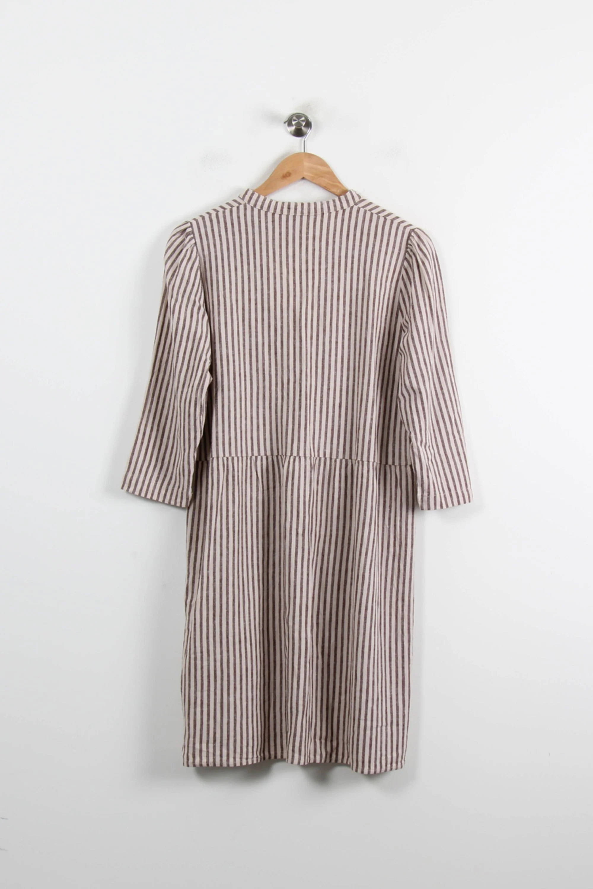 Robe Rayée Marron et Beige - Taille L/40 - Image 4