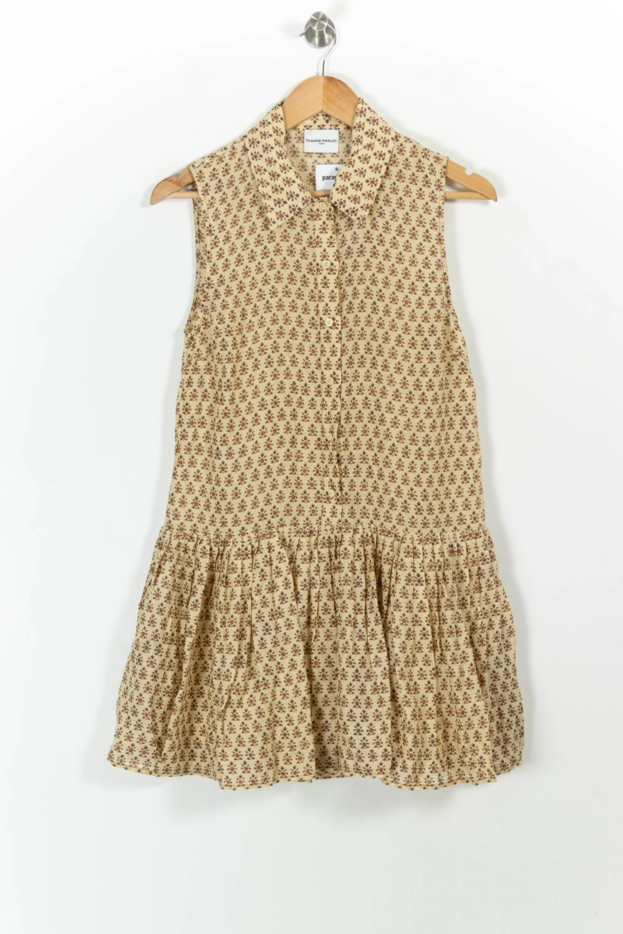 Robe Sans Manches Beige et Marron - Taille S/36 - Image 2