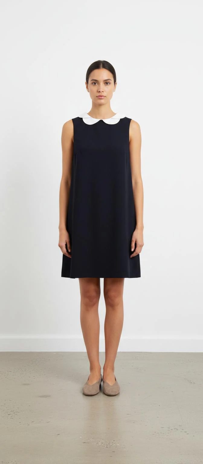 Robe Sans Manches Bleu Marine et Blanche - Taille L/40