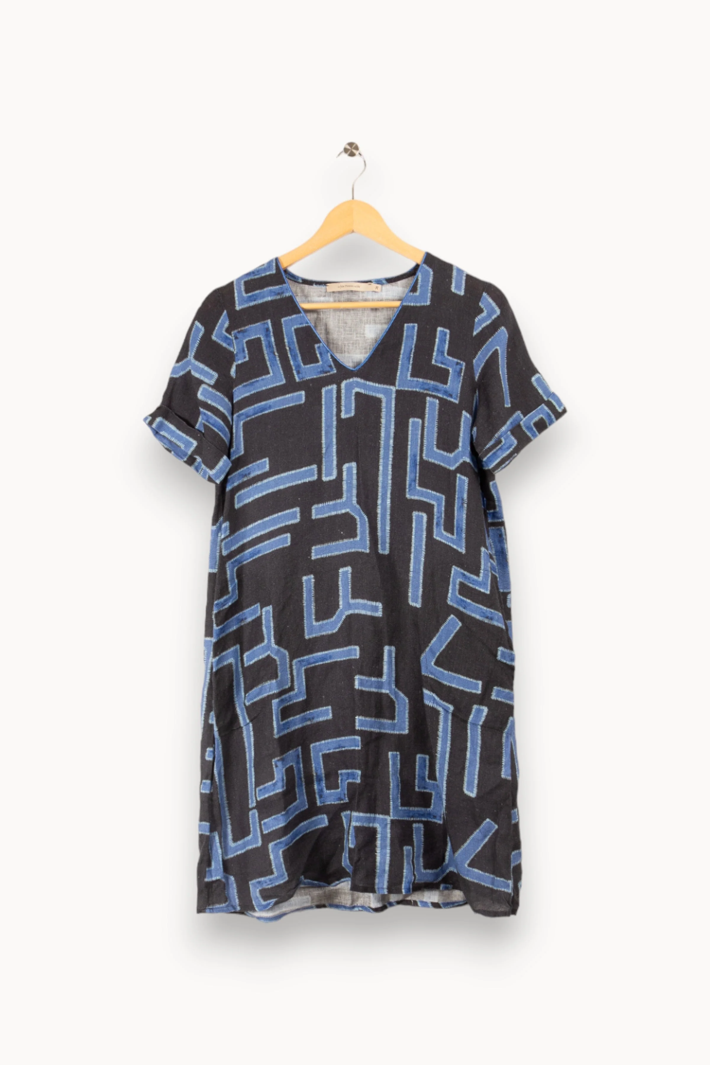 Robe courte forme trapèze en lin imprimé - M/38 - Image 2