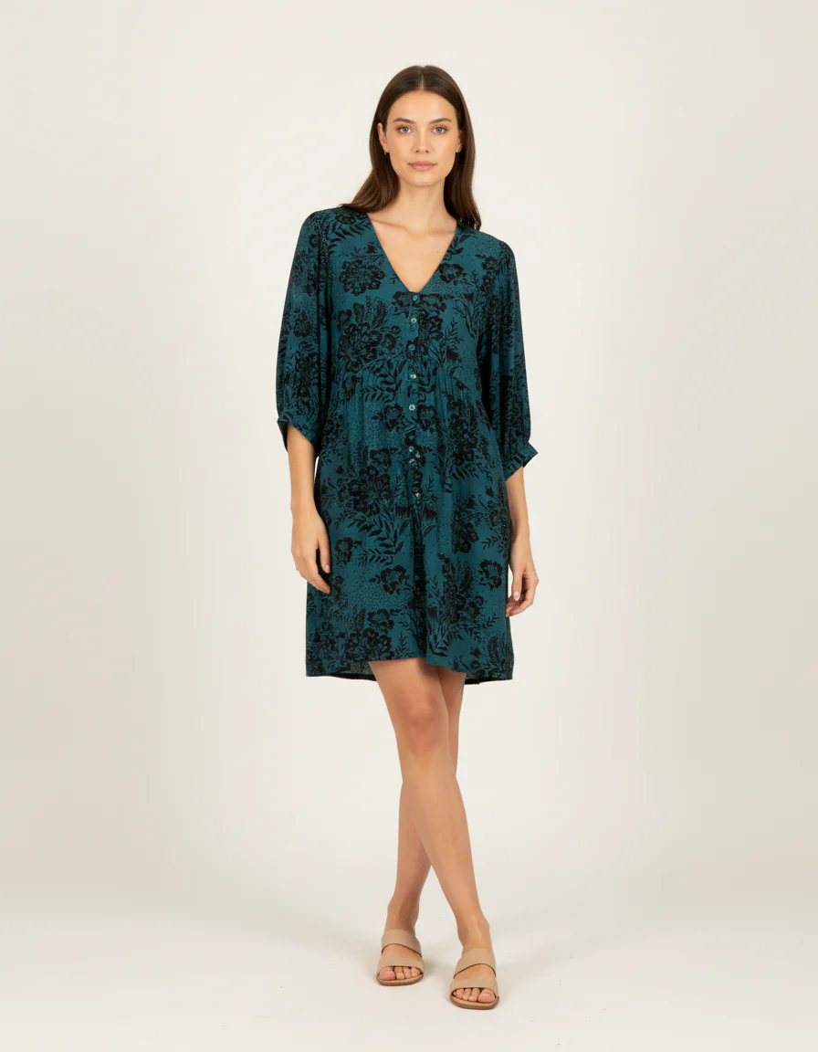 Robe verte/bleue à motifs - Taille S/36
