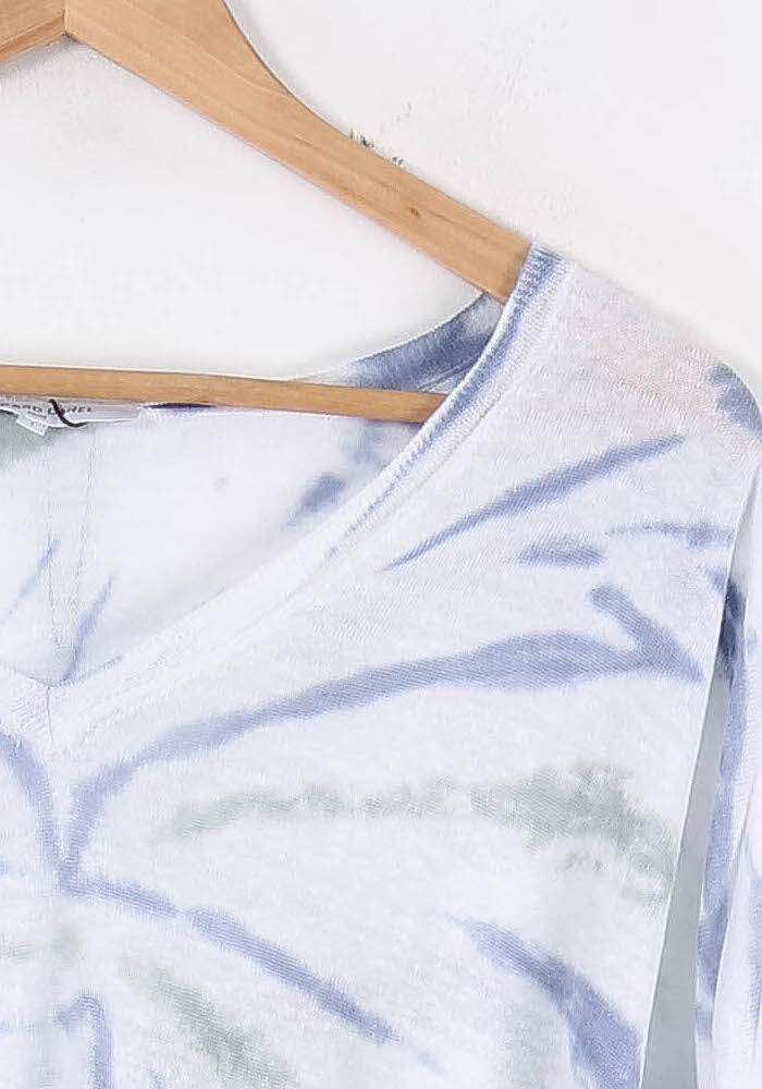 Sweat à Col V Blanc et Bleu - Taille S/36 - Image 3