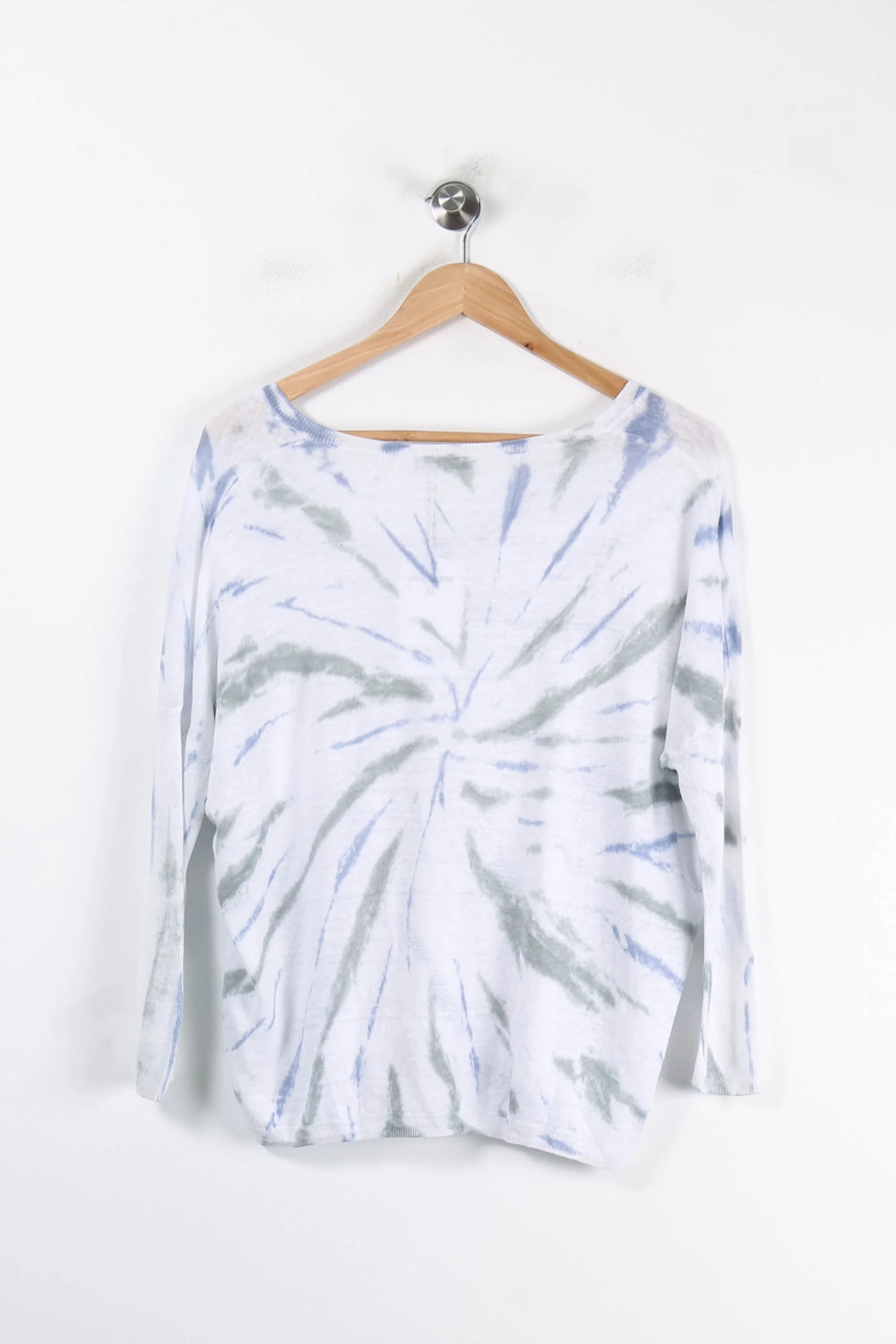 Sweat à Col V Blanc et Bleu - Taille S/36 - Image 4