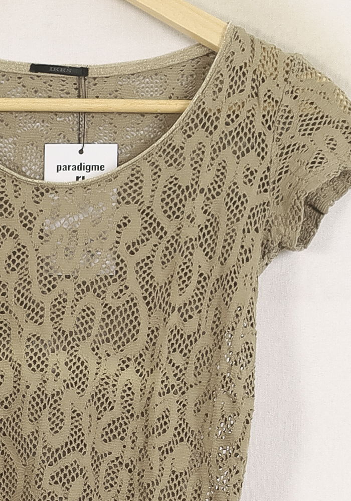 T-shirt Dentelle Doré - Taille XS/34 - Image 3