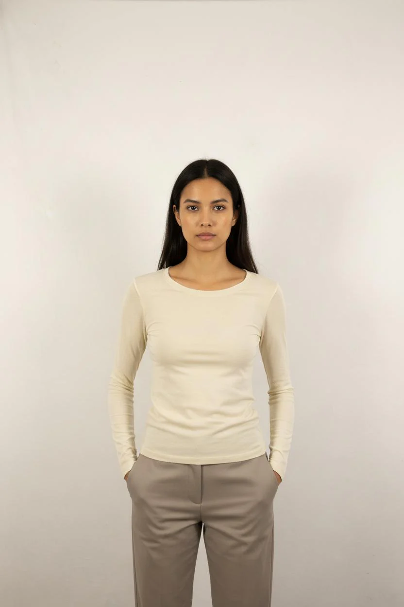 T-shirt Manches Longues Beige - Taille M/38