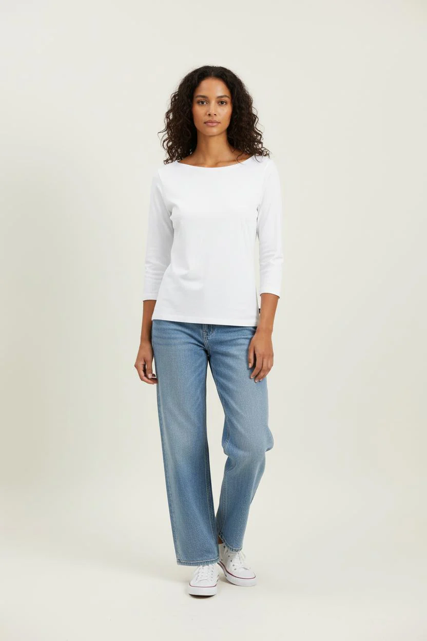 T-shirt Manches Longues Blanc - Taille M/38