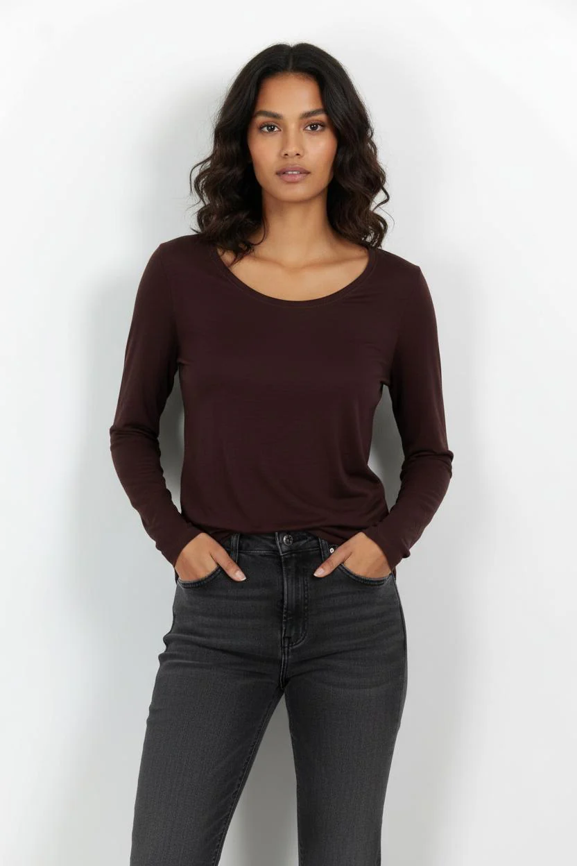 T-shirt Manches Longues Bordeaux - Taille S/36