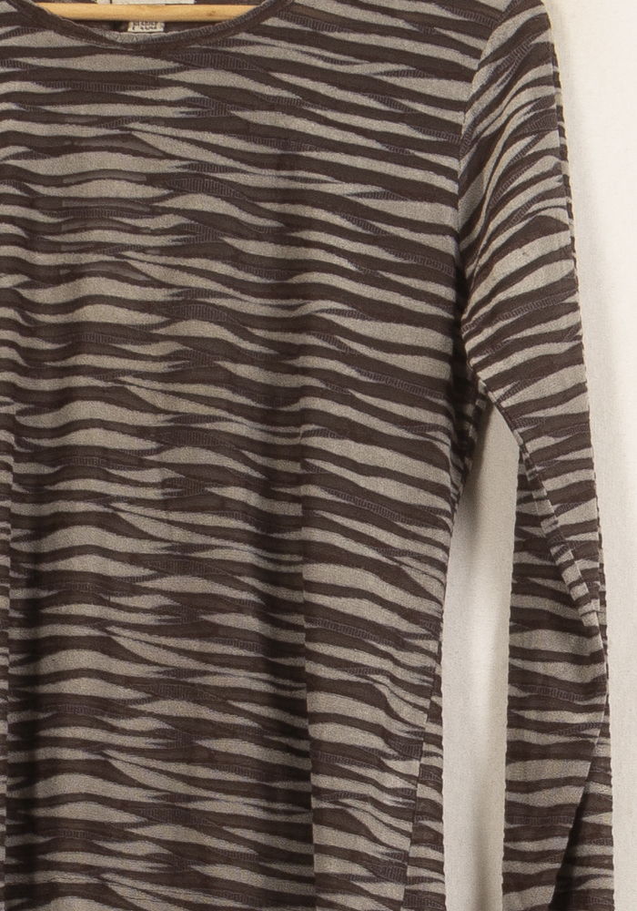 T-shirt Manches Longues Marron et Beige - Taille XL/42 - Image 3
