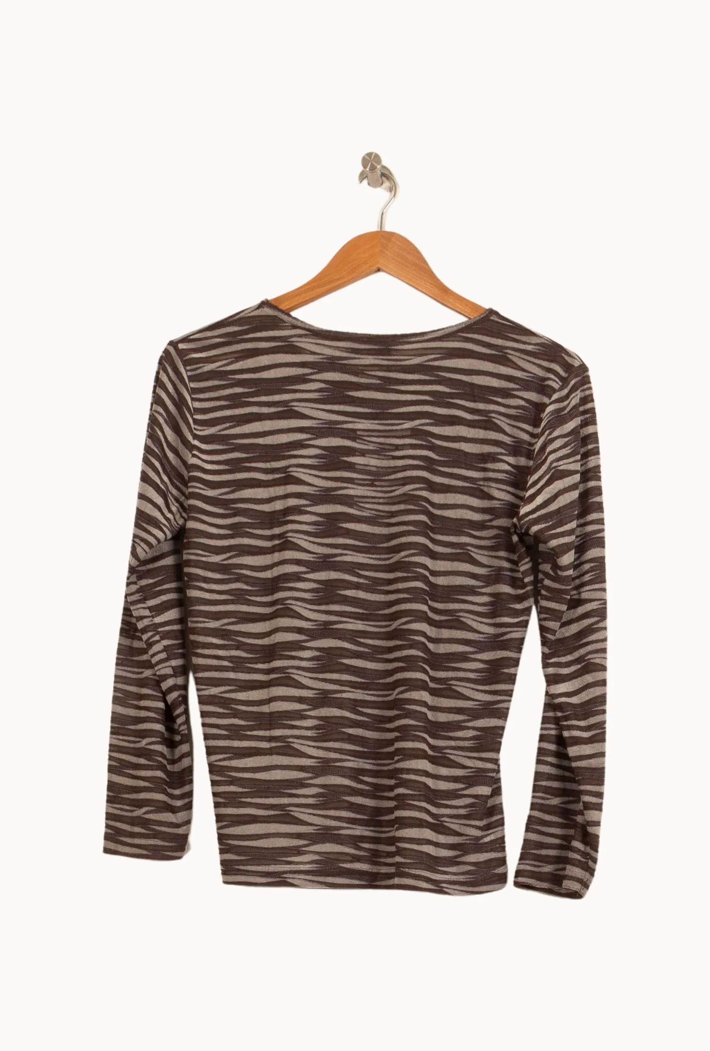 T-shirt Manches Longues Marron et Beige - Taille XL/42 - Image 4