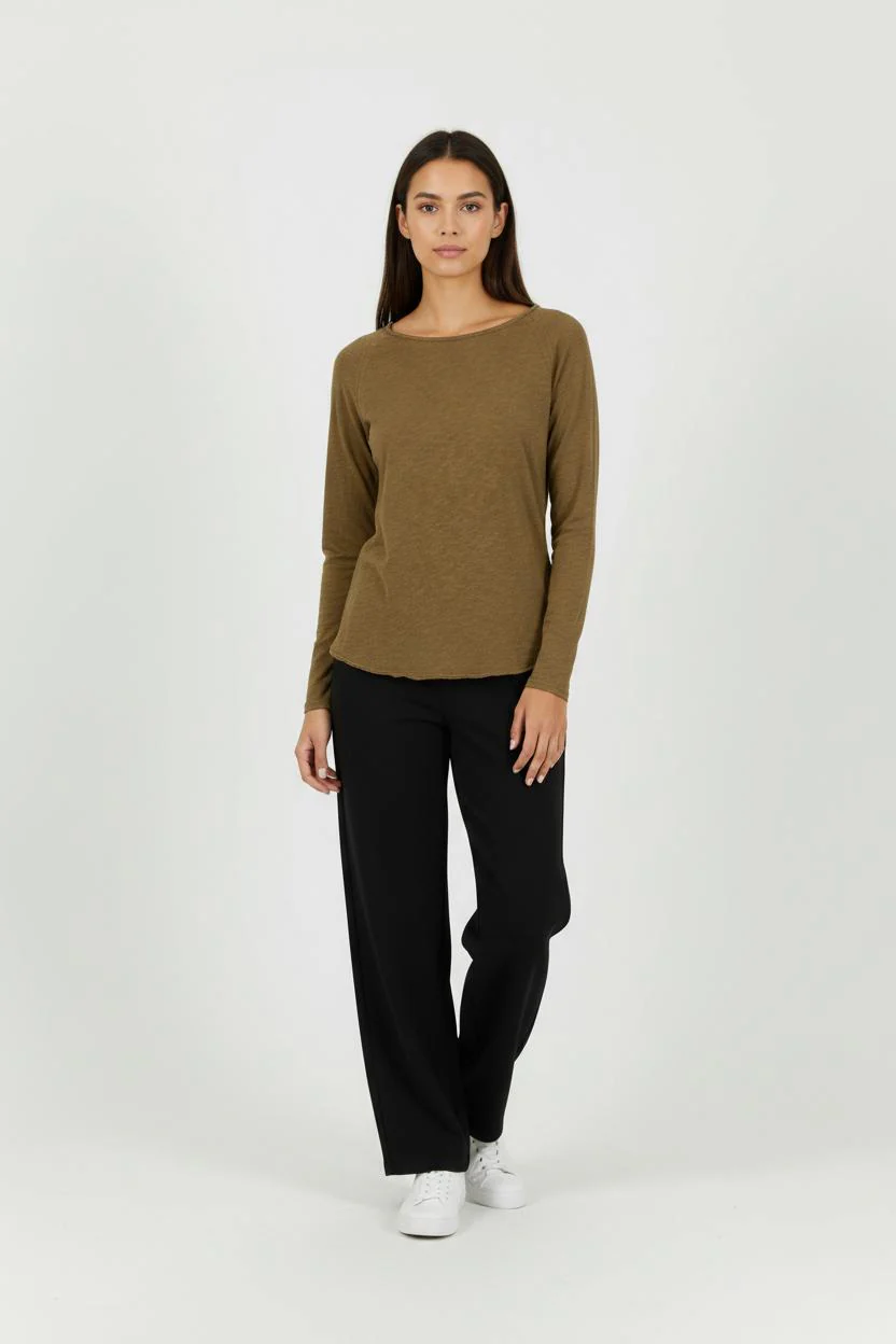 T-shirt Manches Longues Marron - Taille S/36