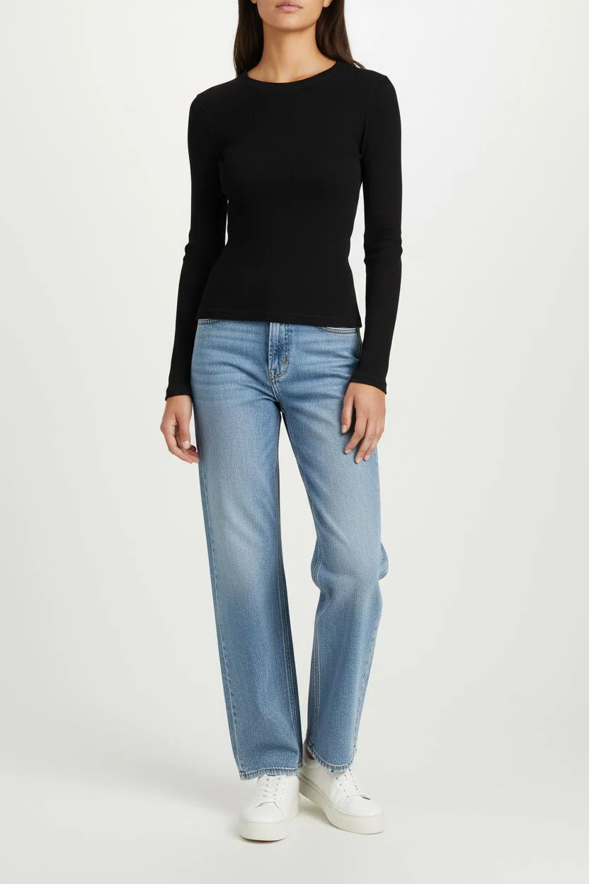 T-shirt Manches Longues Noir - Taille XS/34