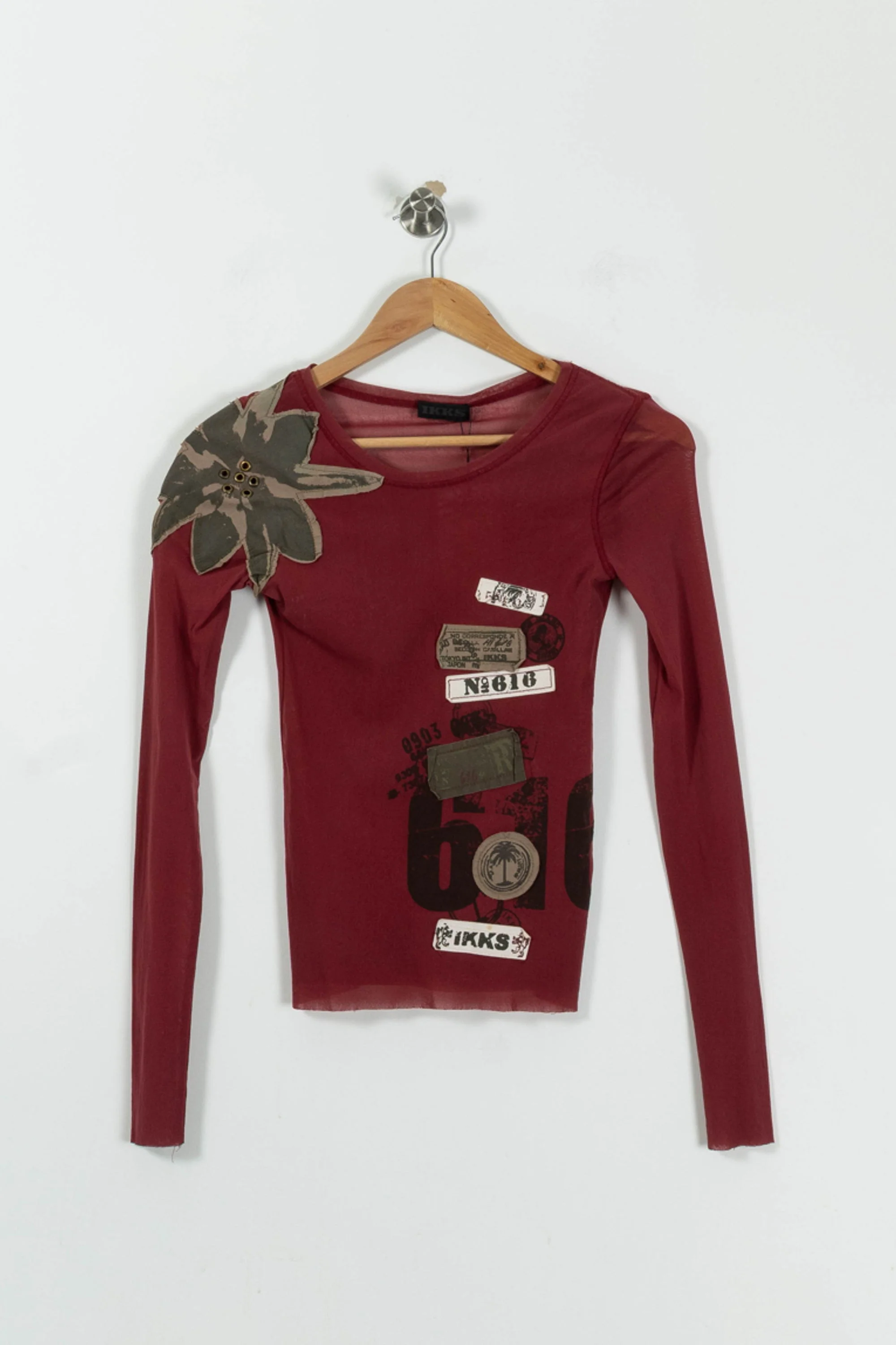 T-shirt Manches Longues Rouge et Kaki - Taille S/36 - Image 2