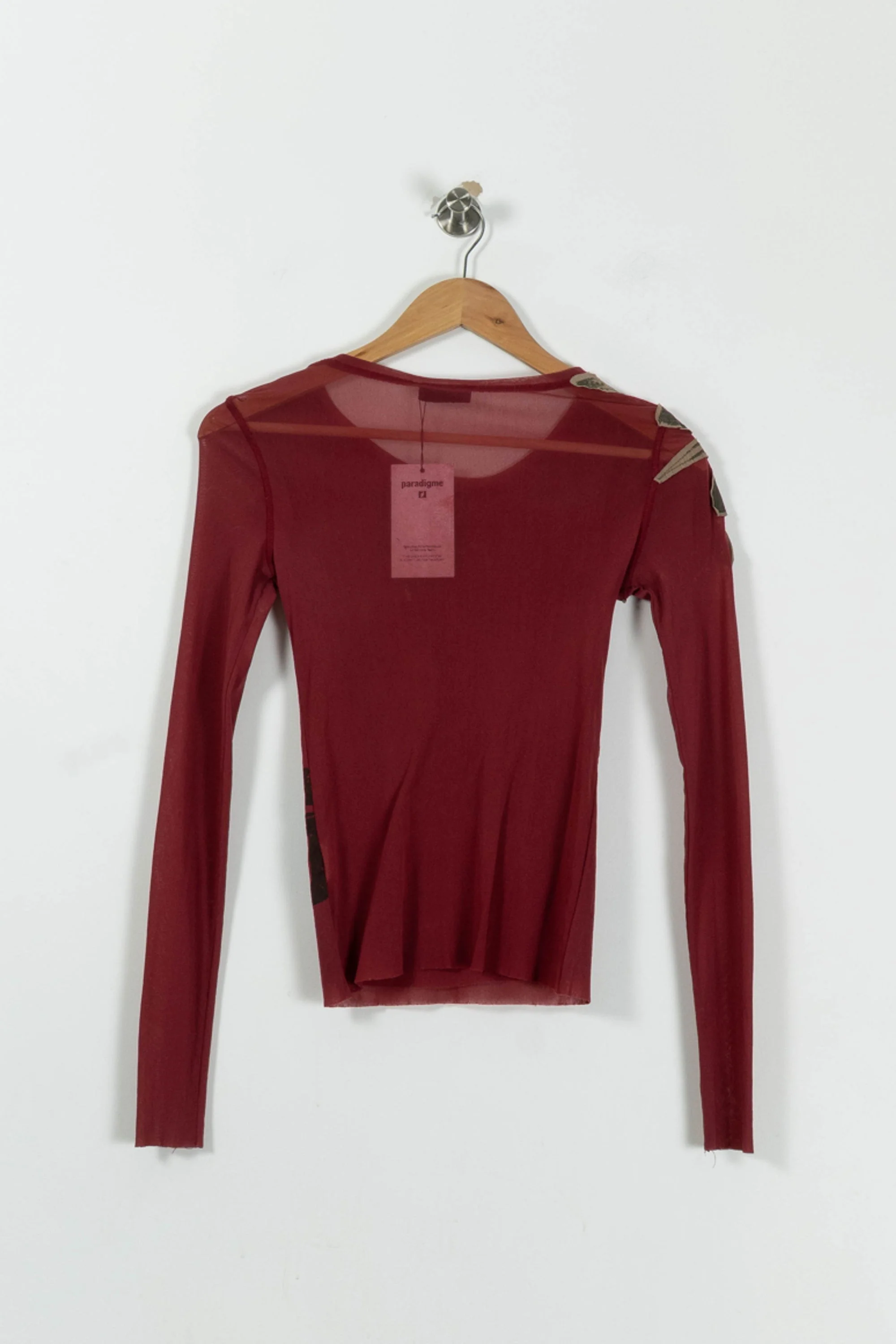 T-shirt Manches Longues Rouge et Kaki - Taille S/36 - Image 4