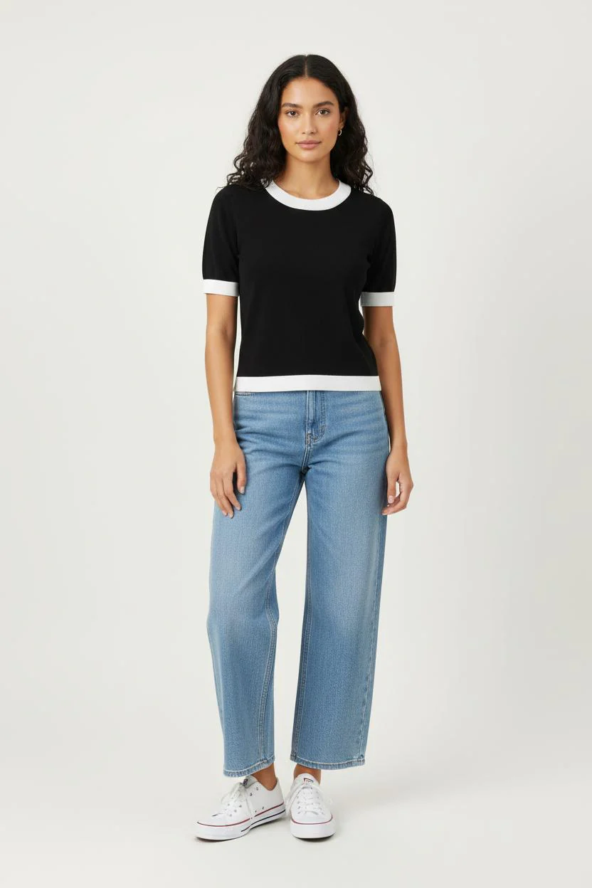 T-shirt Noir et Blanc - Taille M/38