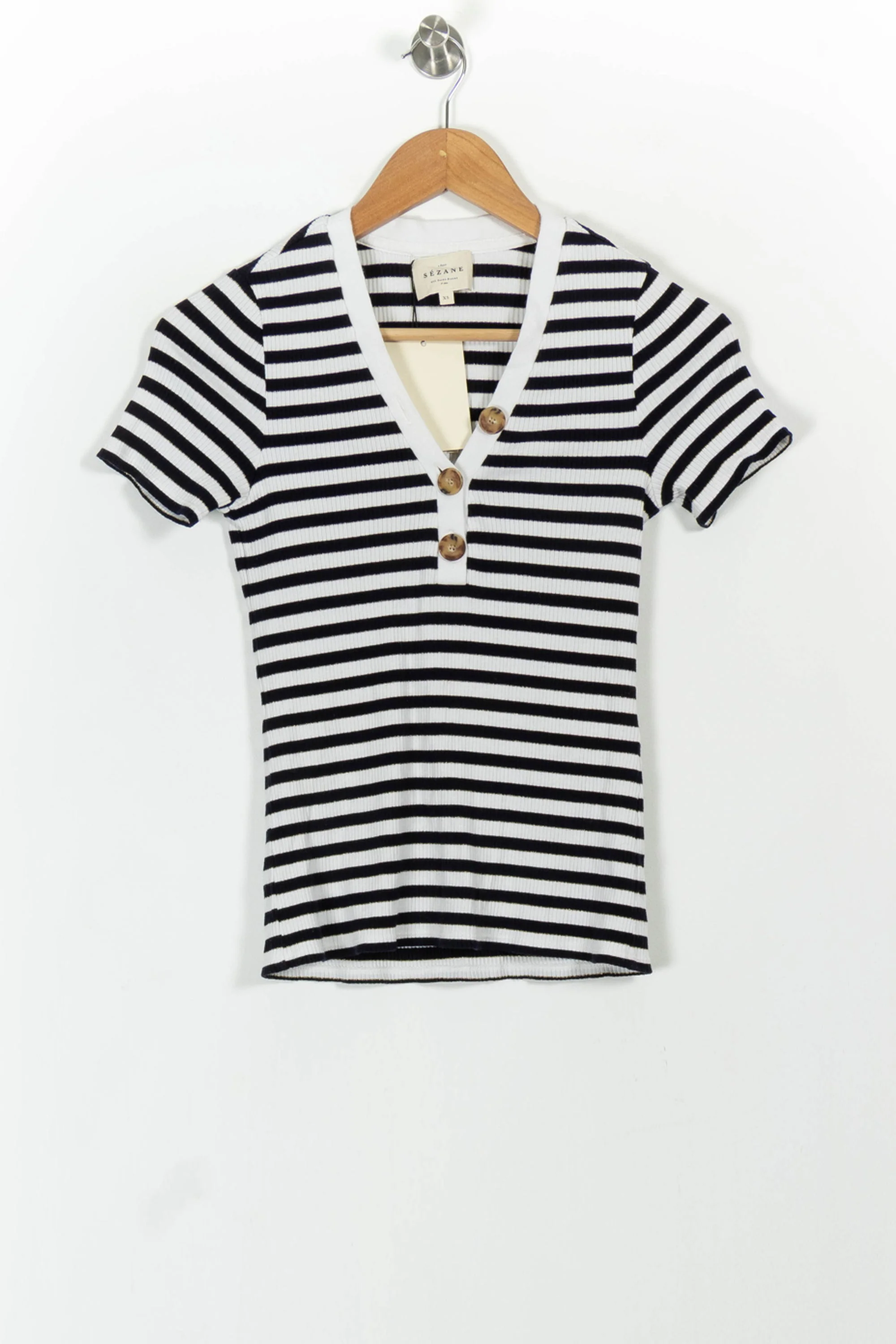 T-shirt Rayé Noir et Blanc - Taille XS/34 - Image 2
