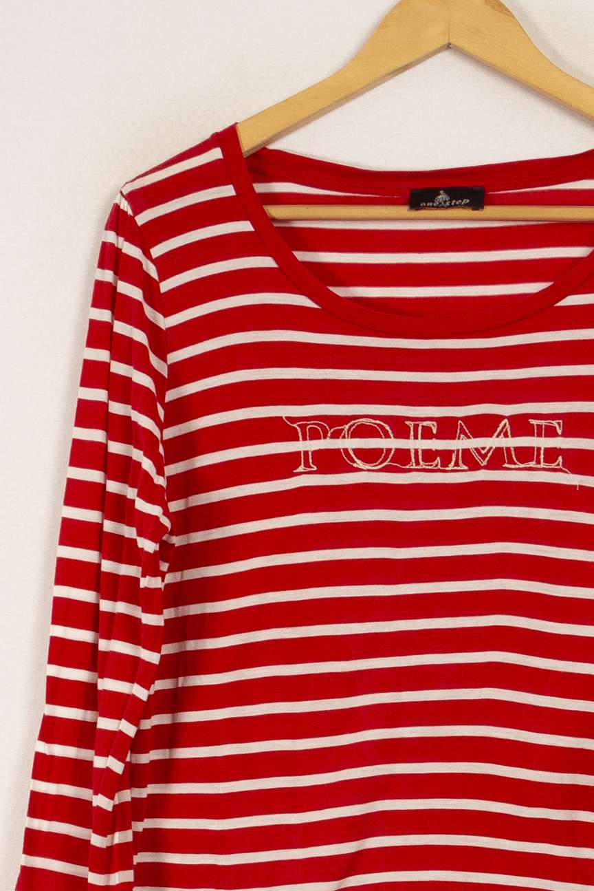 T-shirt rouge et blanc rayé - Taille XXL/44 - Image 3