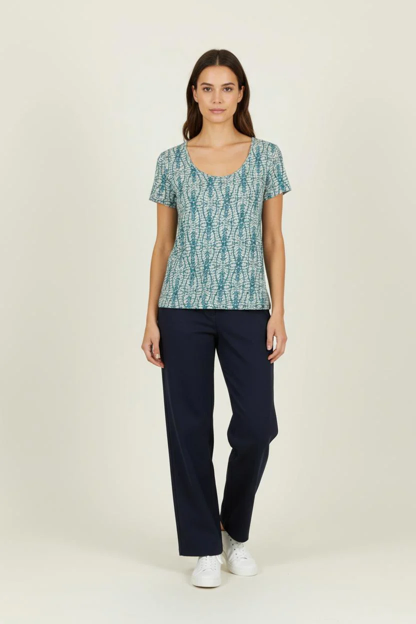 T-shirt Vert et Blanc - Taille S/36