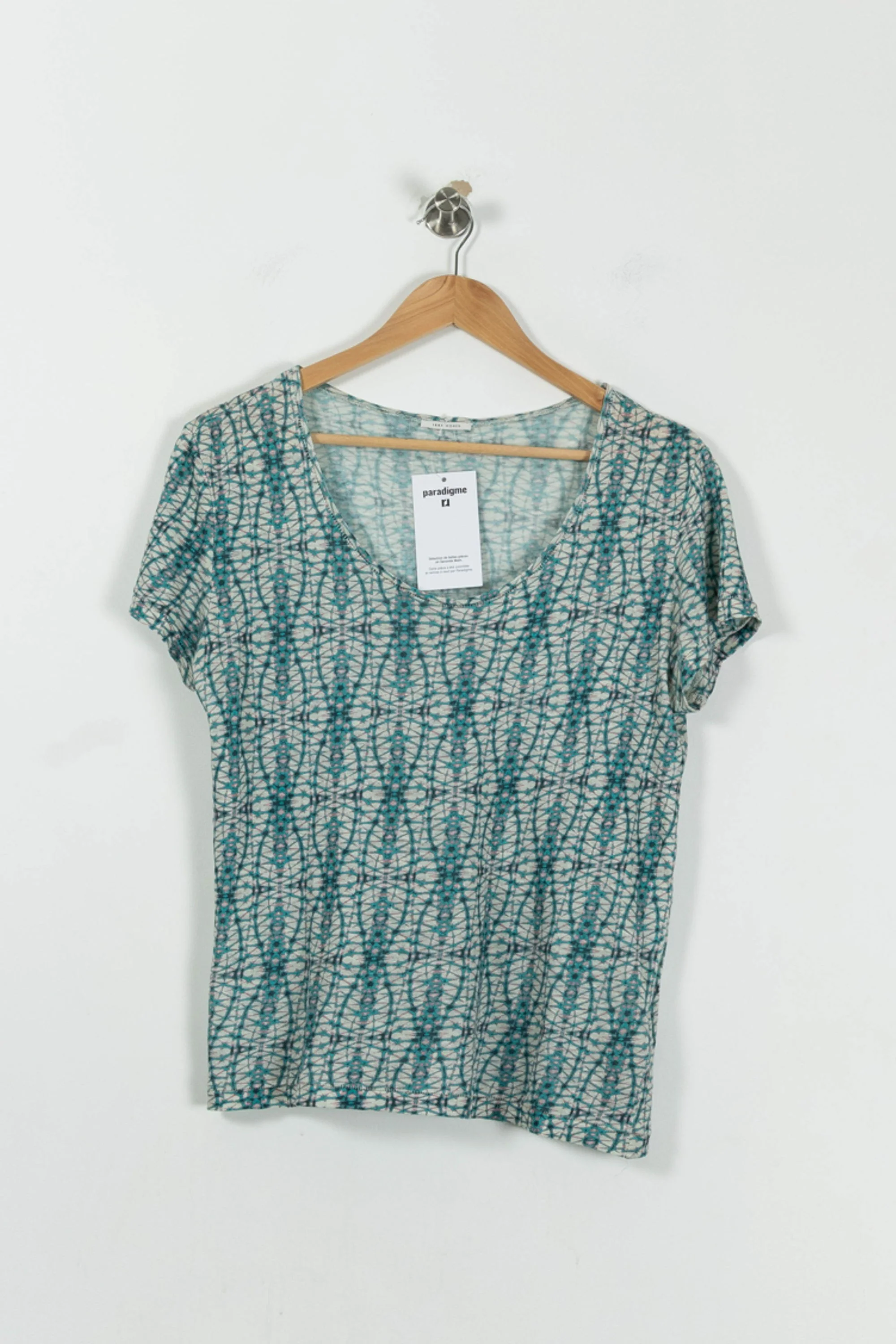 T-shirt Vert et Blanc - Taille S/36 - Image 2