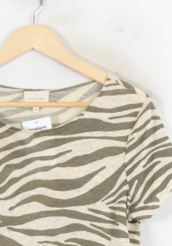 Tee-shirt Beige et Kaki - Taille XS/34 - Image 3