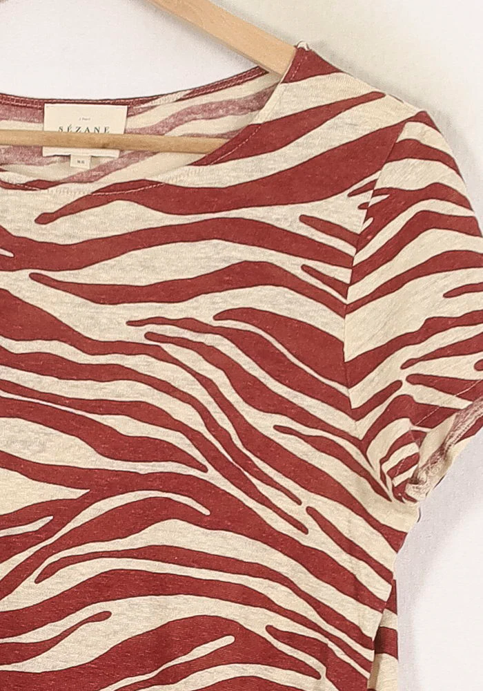 Tee-shirt Beige et Rouge - Taille XS/34 - Image 3