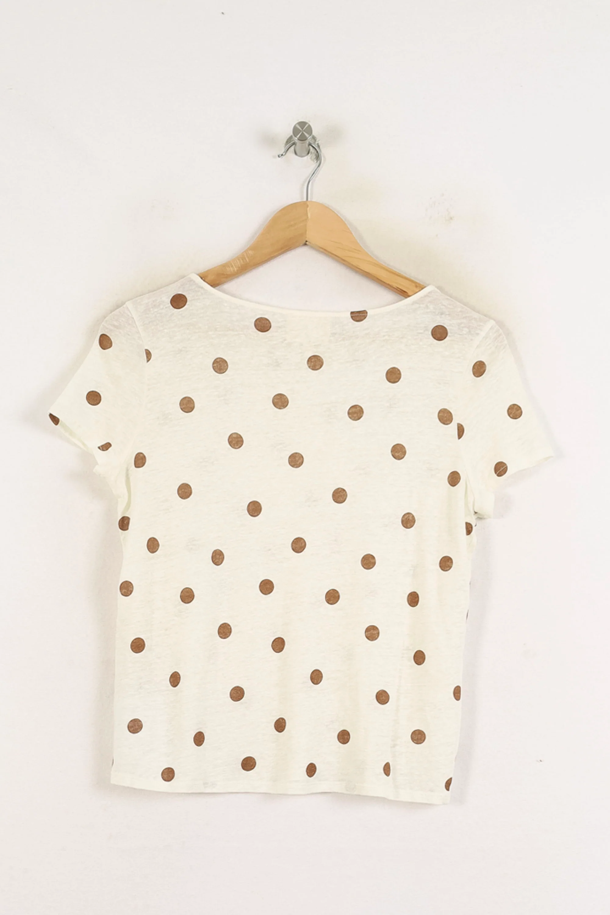 Tee-shirt Blanc à Pois Marron - Taille XS/34 - Image 4