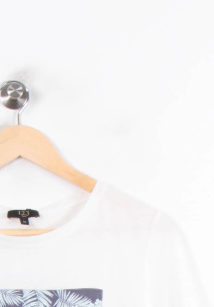 Tee-shirt Blanc et Bleu - Taille M/38 - Image 3