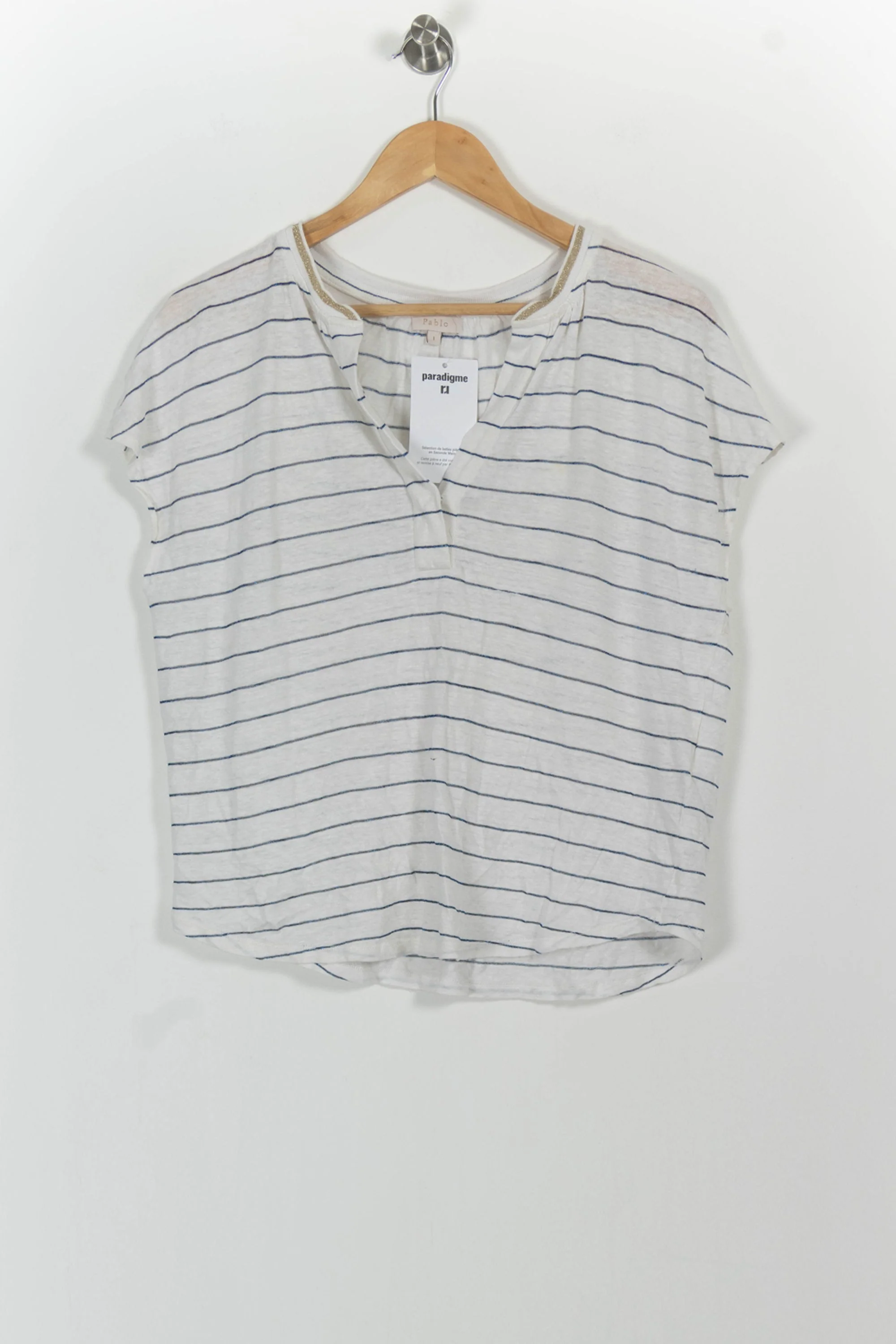 Tee-shirt Blanc et Bleu - Taille S/36 - Image 2