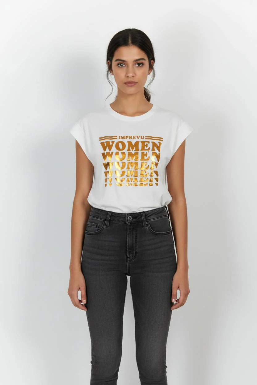 Tee-shirt Blanc et Doré - Taille XS/34